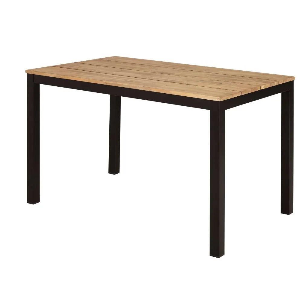 Mesa de jardín de acacia maciza y metal negro para 4/6 personas L.120 - Casa del Mundo