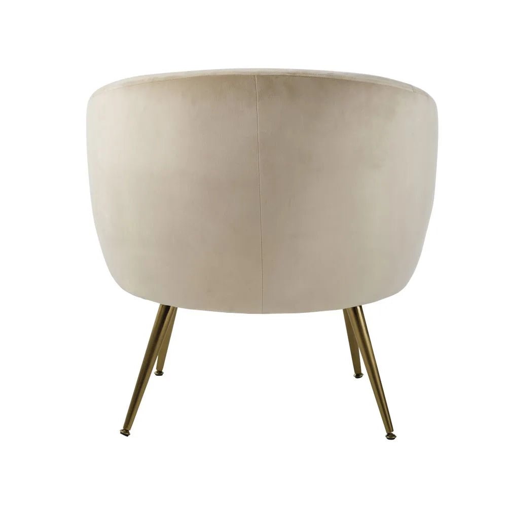 Sillón de terciopelo beige y metal dorado - Casa del Mundo